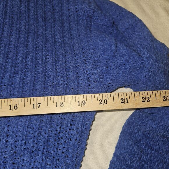 MOON & MADISON Chenile Sweater Womens S Chunky Knit Blue Balloon Sleeve Soft - Picture 8 of 9